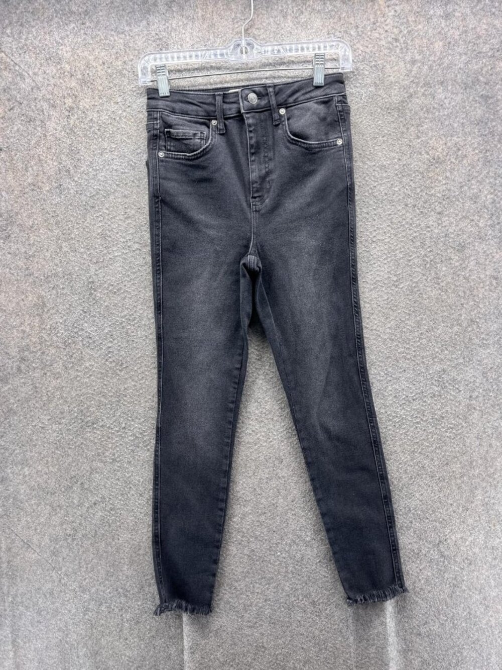 We The Free Jeans Womens 24 Gray Charcoal Wash Slim Skinny Raw Hem Denim Pants